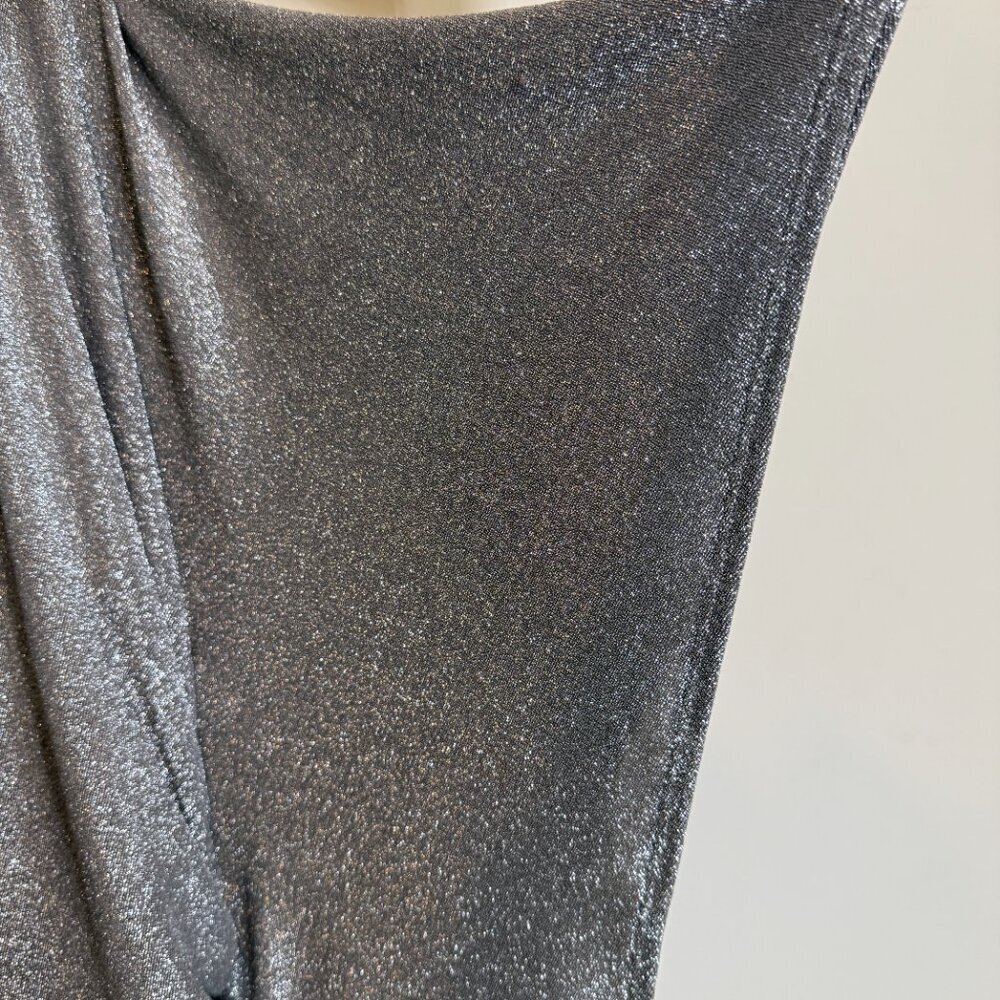 Trina Turk Ratio Ruched One-Shoulder Shimmer Mini Dress Women's XL Silver NWT - Picture 9 of 16